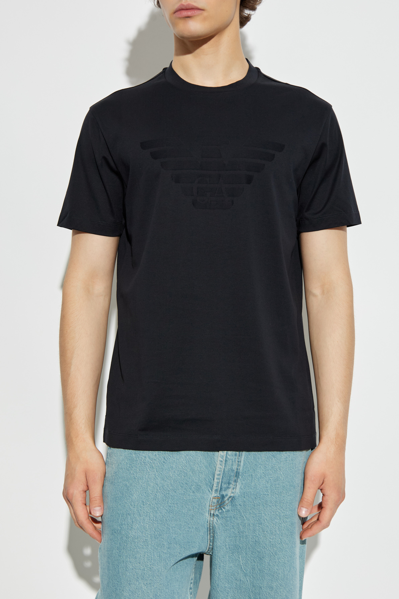 Tシャツ・カットソー GIORGIO ARMANI Dove grey satin t-shirt T-Shirts | Giorgio Armani